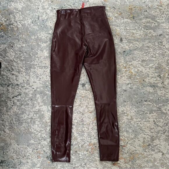 Spanx Faux Patent Leather Leggings Maroon - Picture 6 of 12